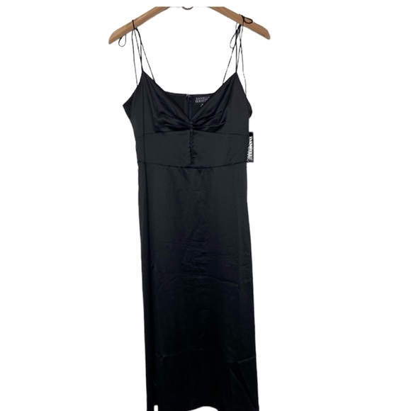 Danielle Bernstein Black Satin Midi Slip Dress - Picture 4 of 6